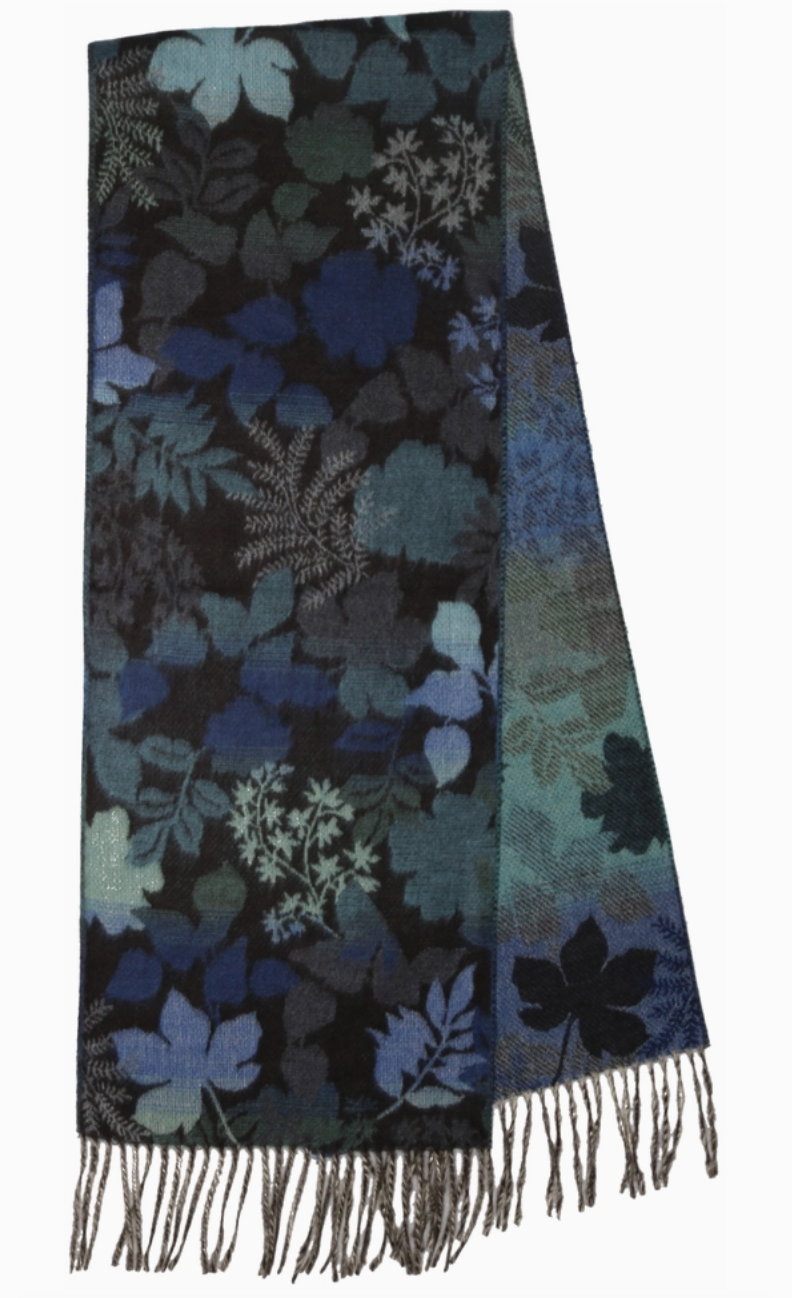 Blue Autumn Leaves Scarf