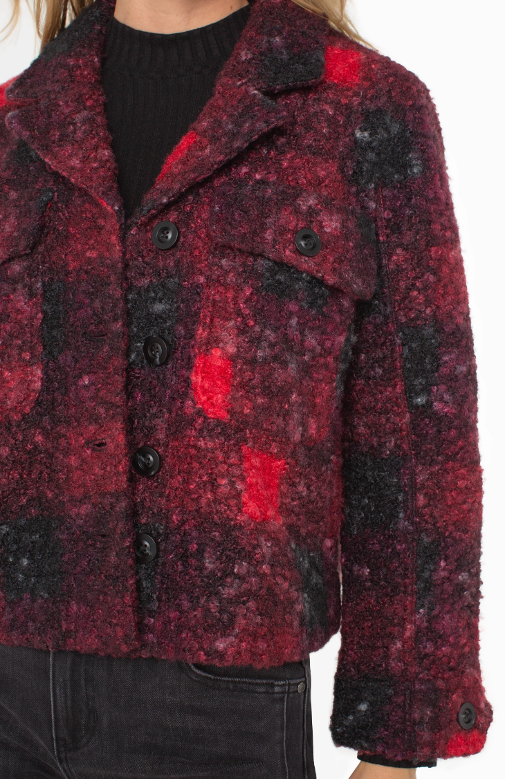 Red Button Front Boxy Shacket