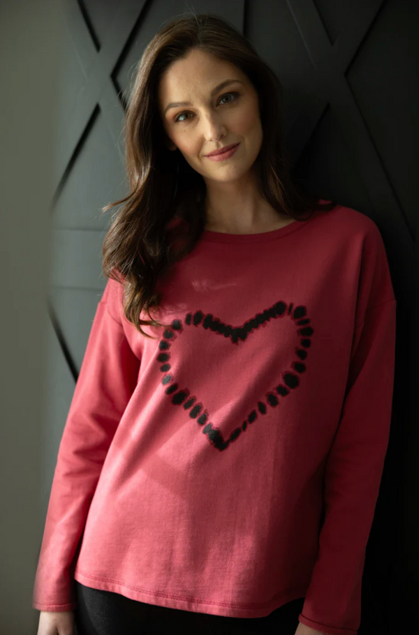 Pink Heart Fleece Pullover