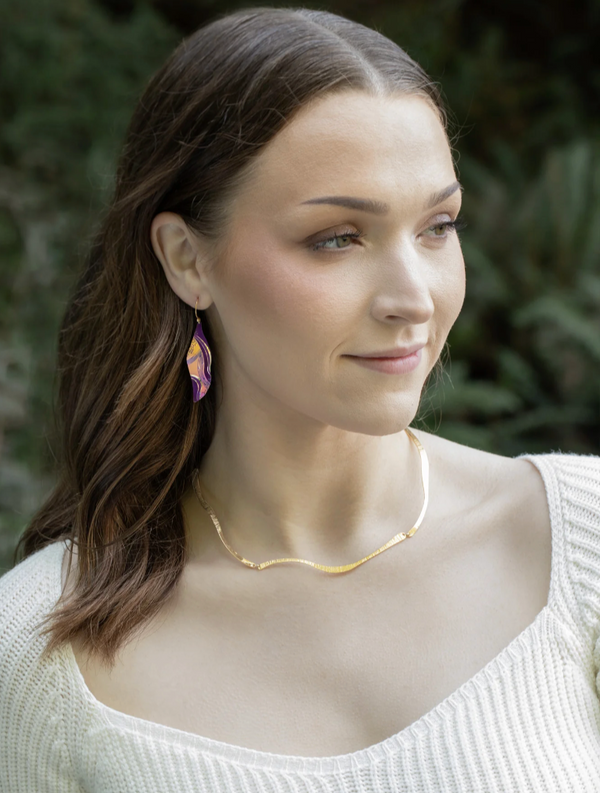 Amber Turning Leaf Earring