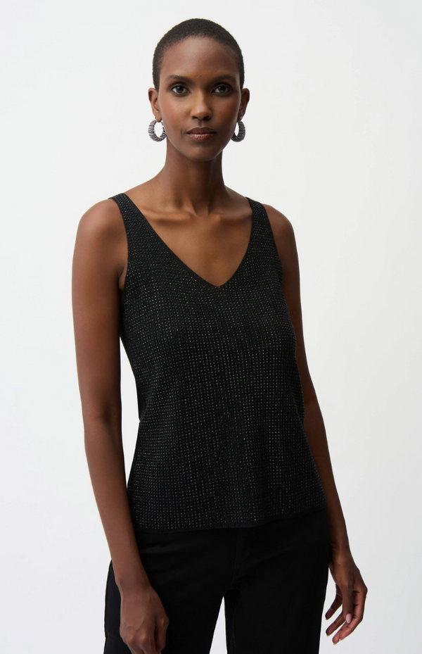 Rhinestone Black Knitted Tank