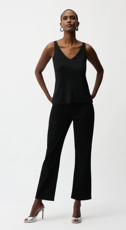 Rhinestone Black Knitted Tank