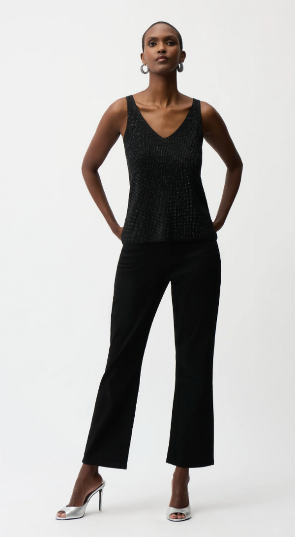 Rhinestone Black Knitted Tank