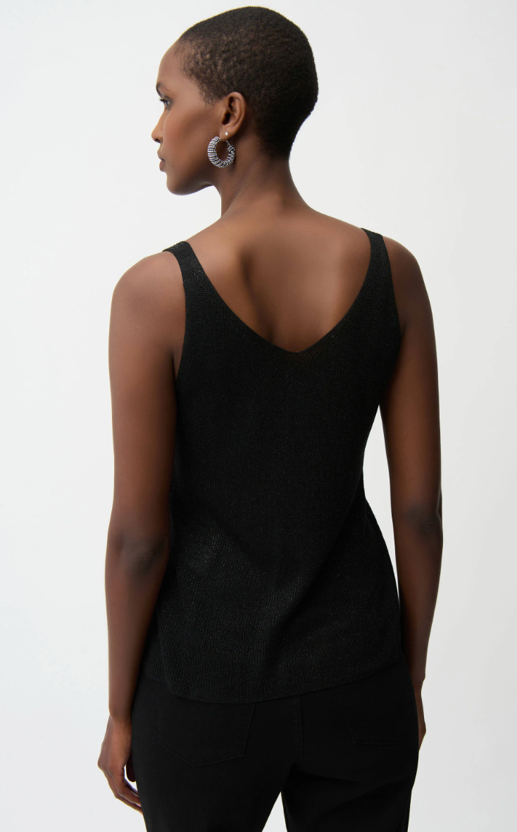 Rhinestone Black Knitted Tank
