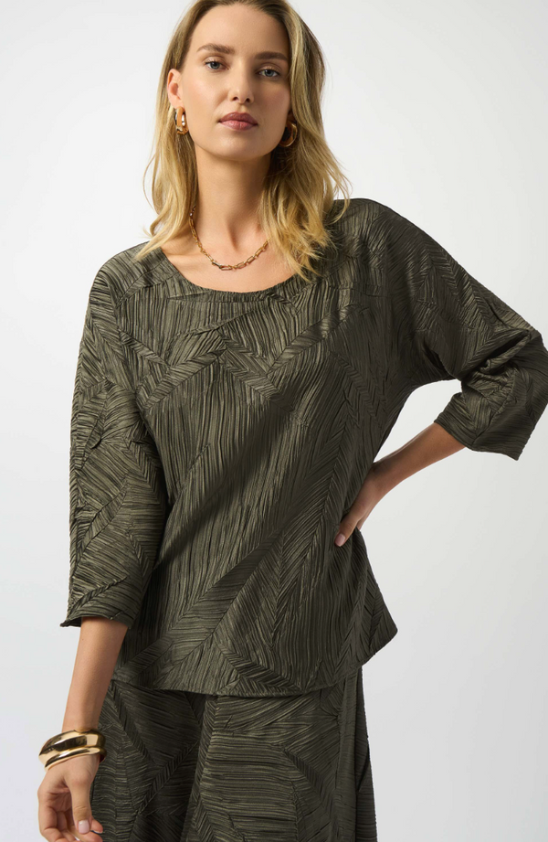 Avocado Pleated Satin Boxy Top