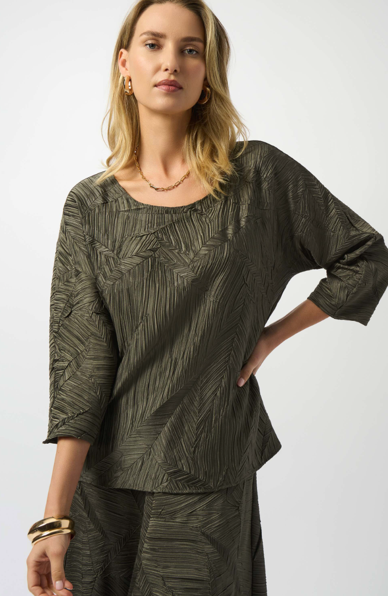 Avocado Pleated Satin Boxy Top