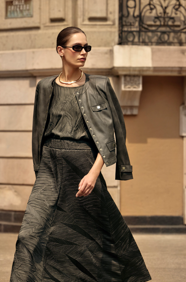 Avocado Pleated Satin Boxy Top