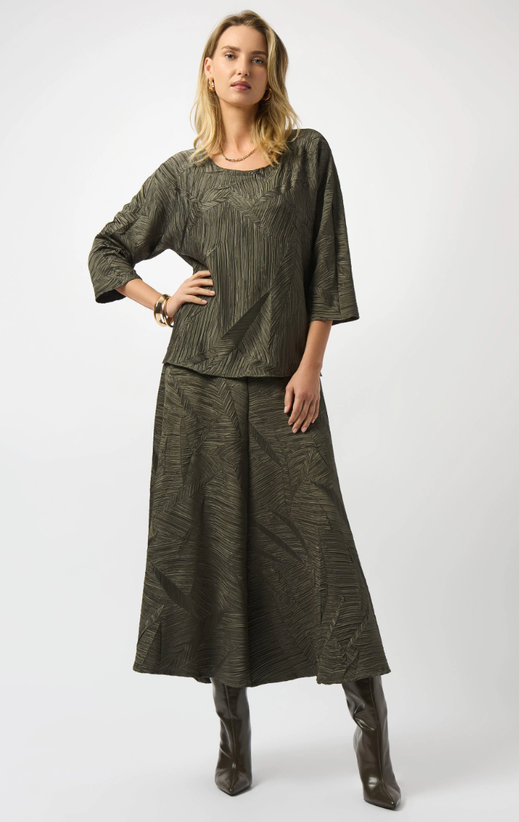 Avocado Pleated Satin Boxy Top