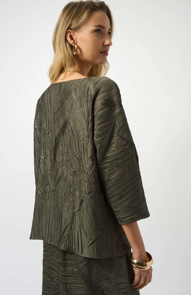 Avocado Pleated Satin Boxy Top