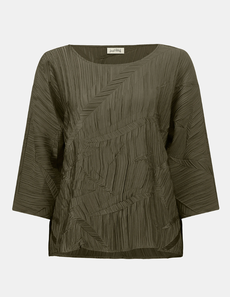 Avocado Pleated Satin Boxy Top