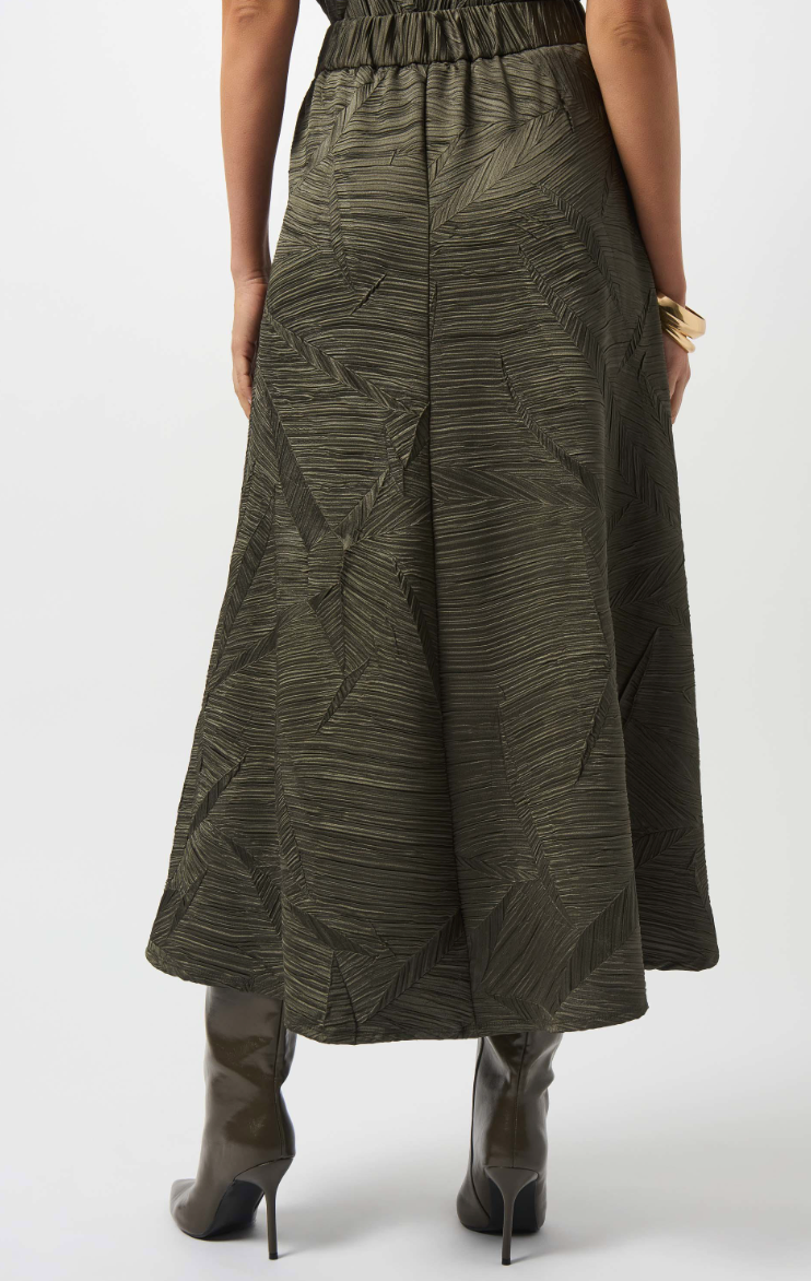 Avocado Pleated Satin Long Skirt