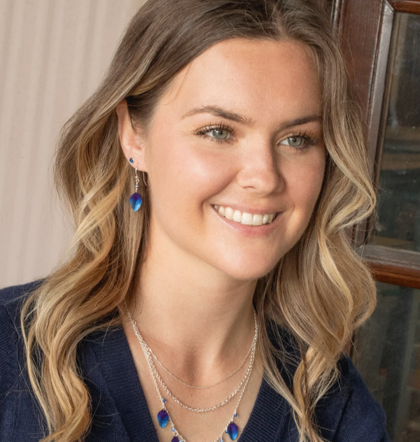 Navy Healing Leaf Earring