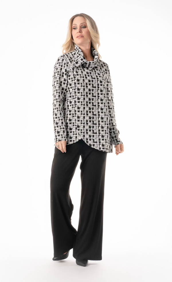 Black & White Cowl Neck Tunic