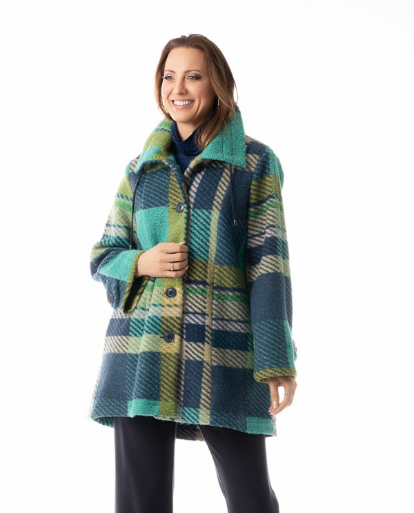 Jade Plaid Long Coat