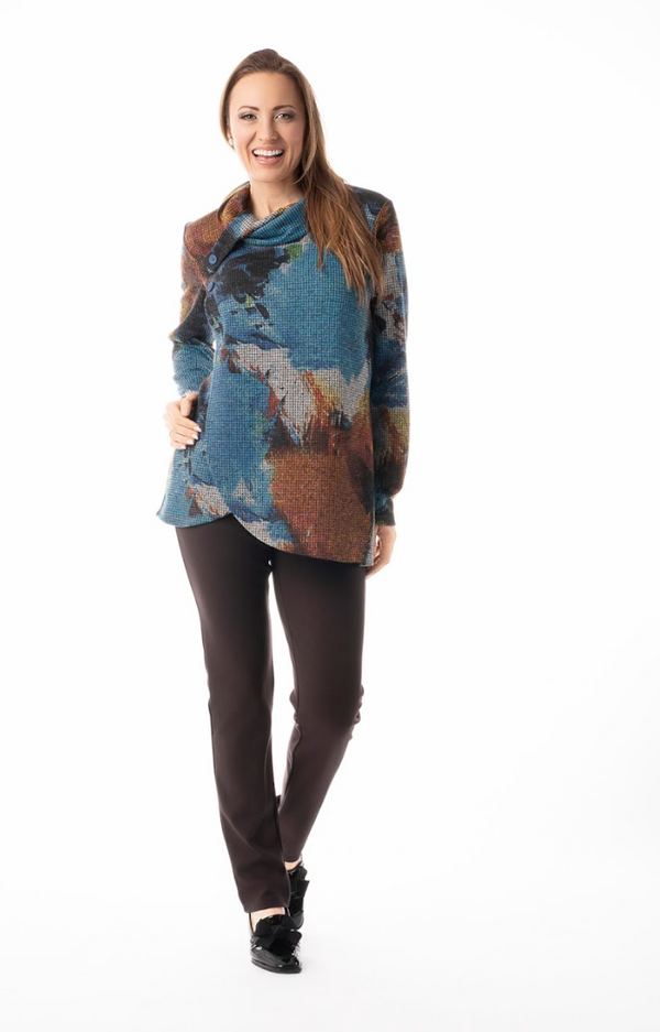Blue Multi Cowl Neck Tunic