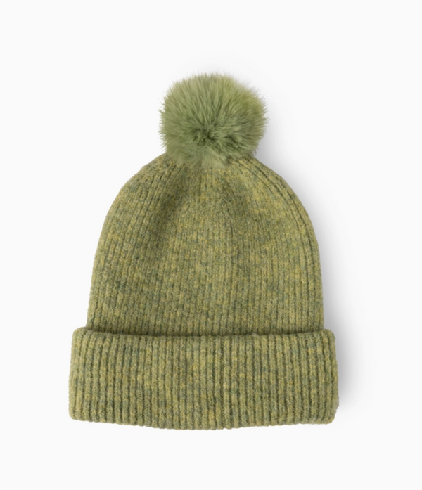 Green Soft Knit Pom Hat