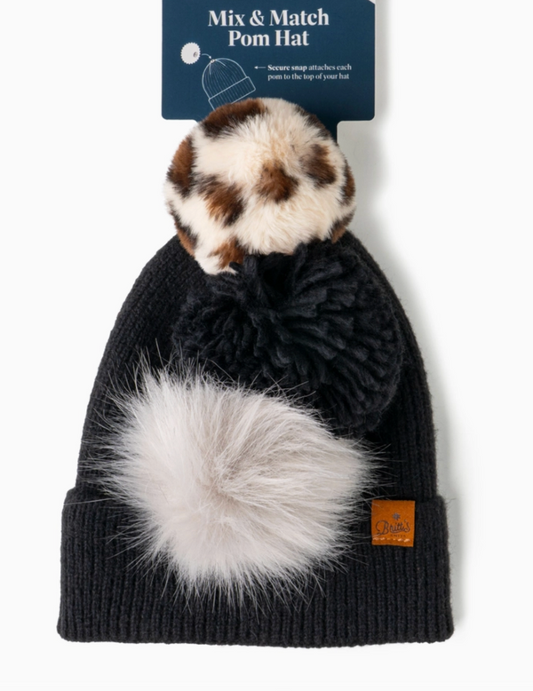 Black Mitch & Match Pom Hat