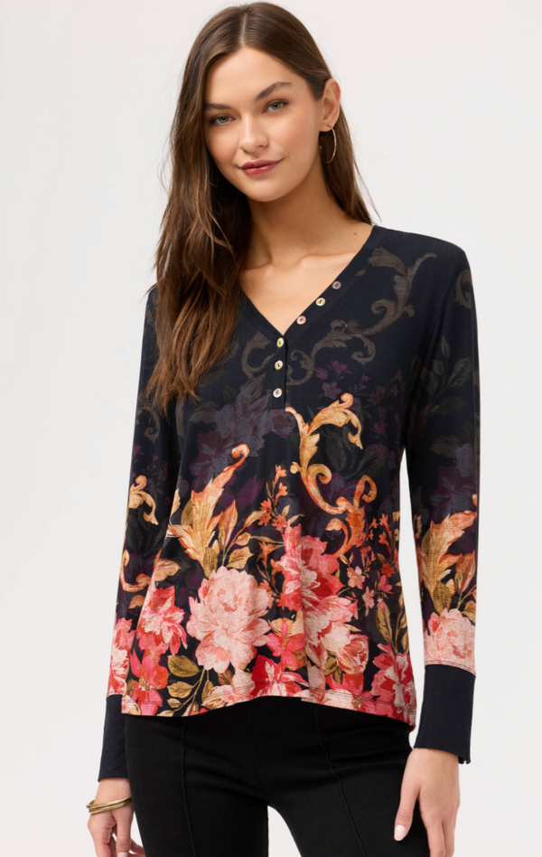 Cheri Floral Henley Top