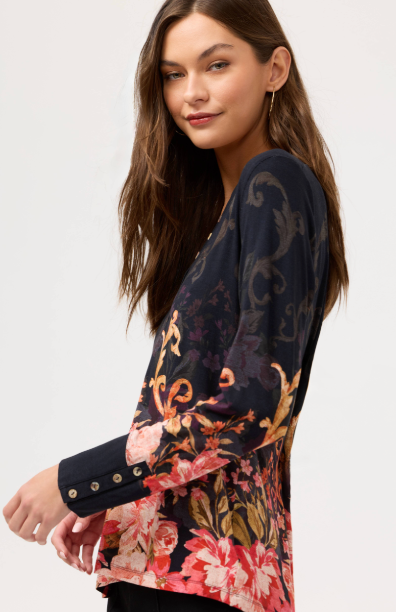 Cheri Floral Henley Top