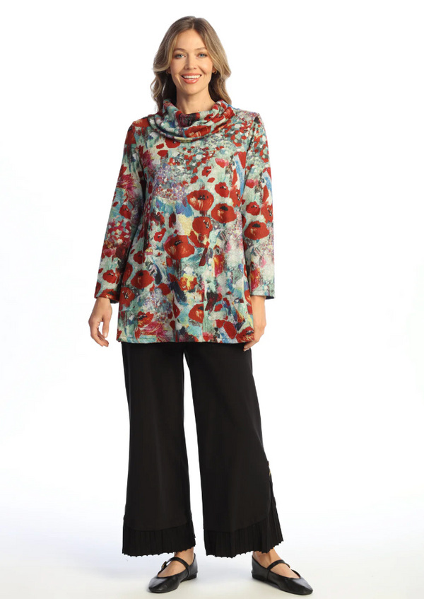 Prima Floral Cowl Neck Tunic Top