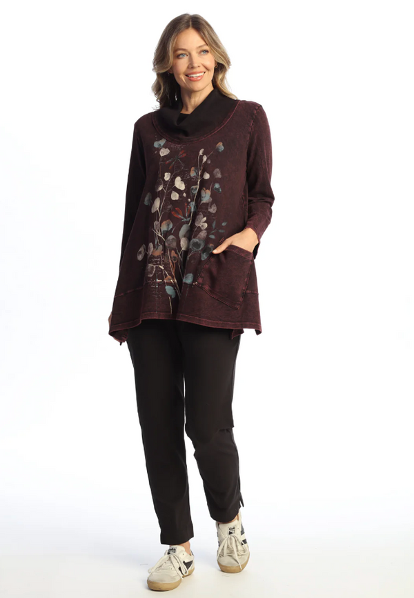 Marisol Wine Cowl Pocket Tunic
