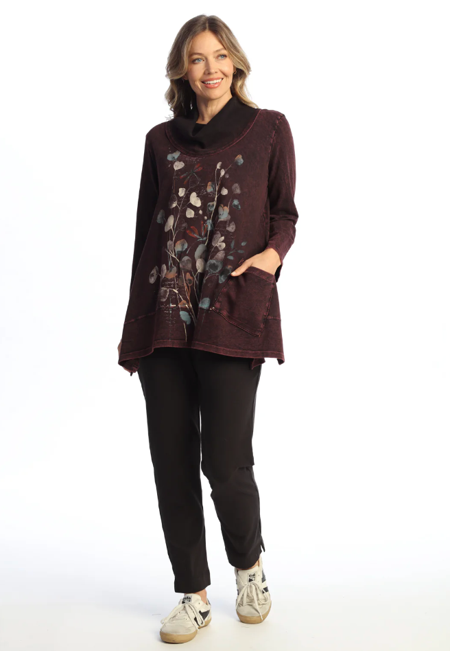 Marisol Wine Cowl Pocket Tunic