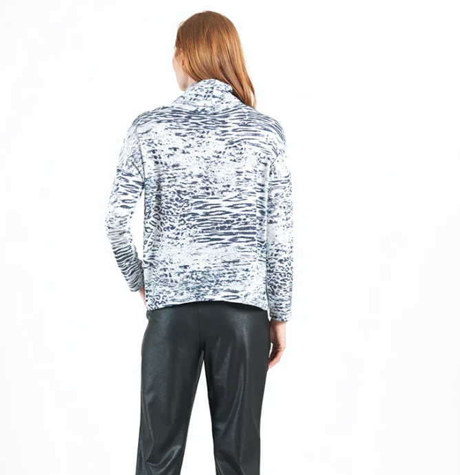 Snow Leopard Cowl Neck Sweater