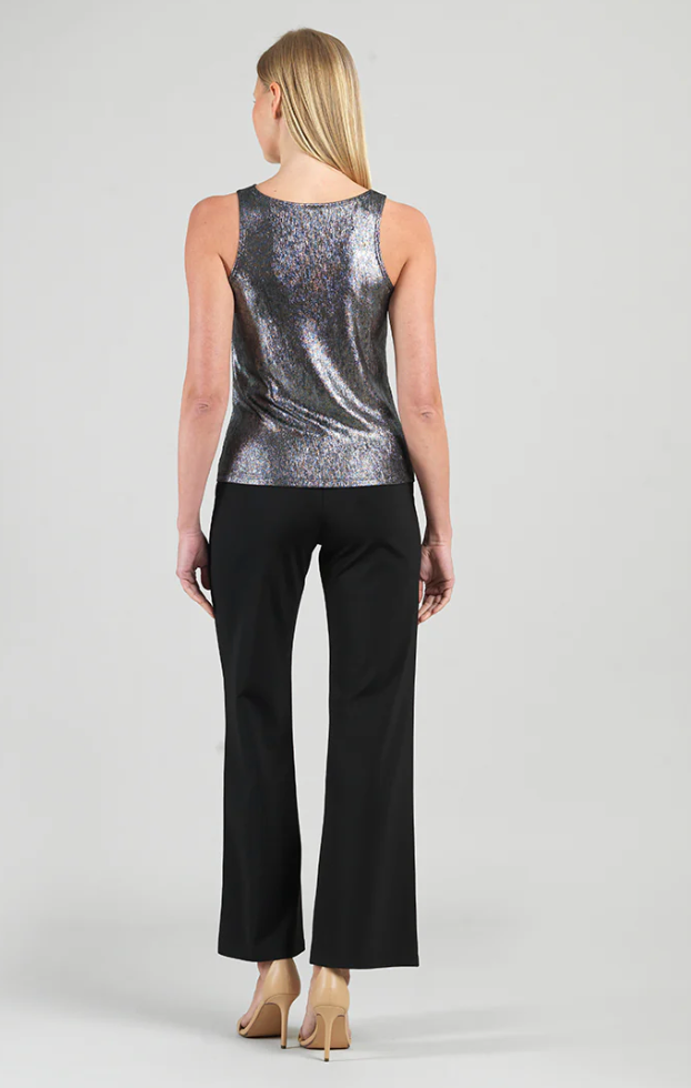 Metallic Shimmer Cowl Neck Draped Tank