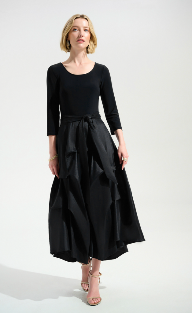 Joseph Ribkoff Taffeta Dress With Silky Knit Bodice Style 261720 Black / 2