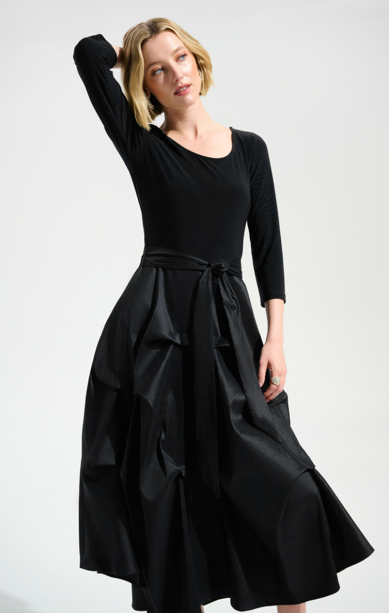Joseph Ribkoff Taffeta Dress With Silky Knit Bodice Style 261720 Black / 2
