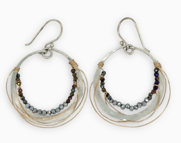 Metallic Crystal Hoop Earrings
