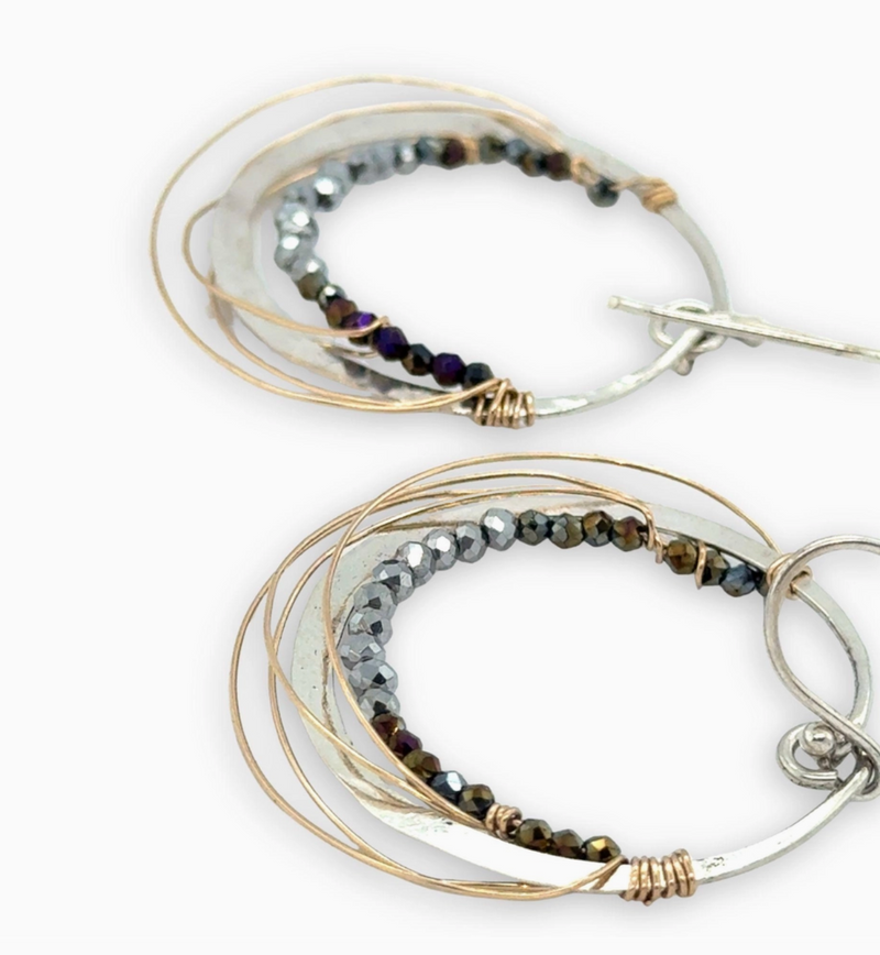 Metallic Crystal Hoop Earrings