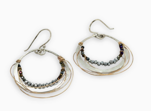 Metallic Crystal Hoop Earrings