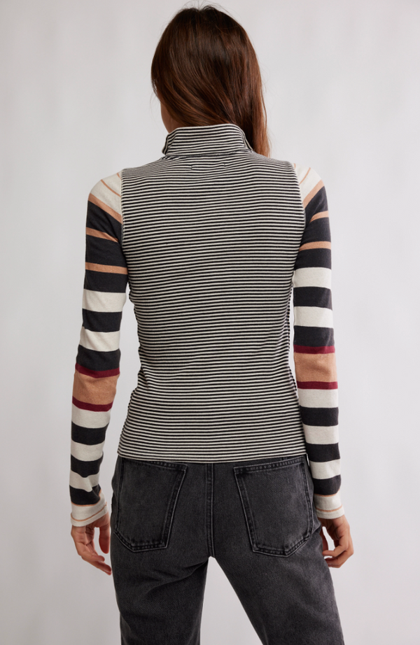Black Striped Quarter Zip Top