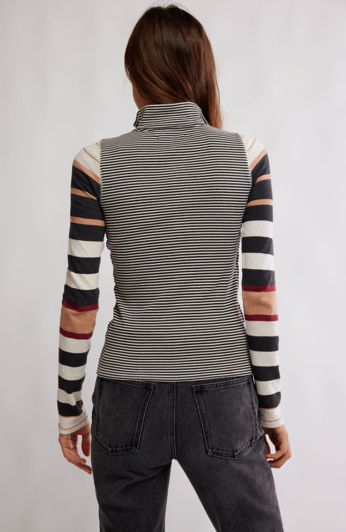 Black Striped Quarter Zip Top