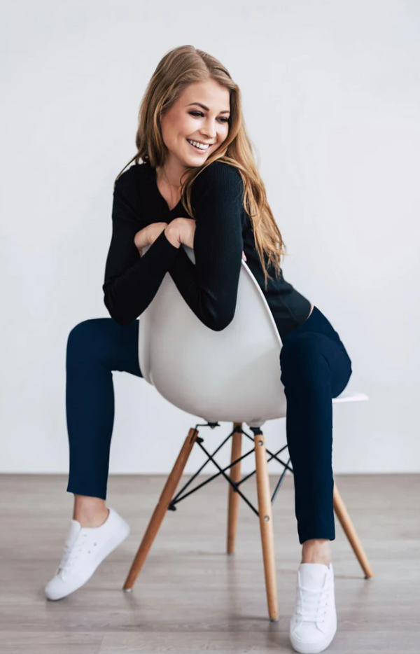 Navy Fleece Lined Legging