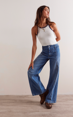 Medium Wash Libre Wide-Leg Jeans