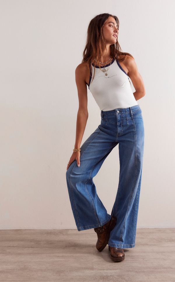 Medium Wash Libre Wide-Leg Jeans