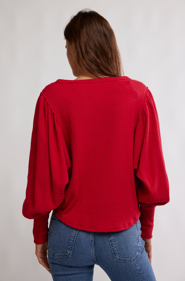 Red Knit Thermal Top