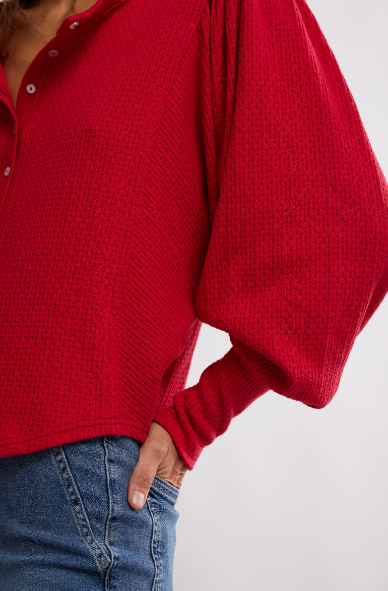 Red Knit Thermal Top