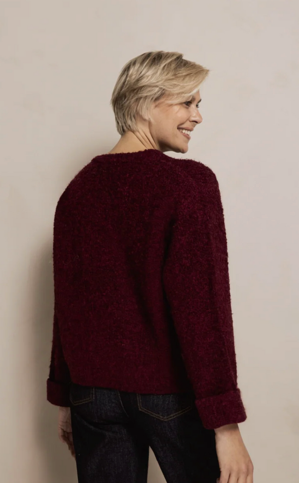 Merlot Fuzzy Neck Sweater