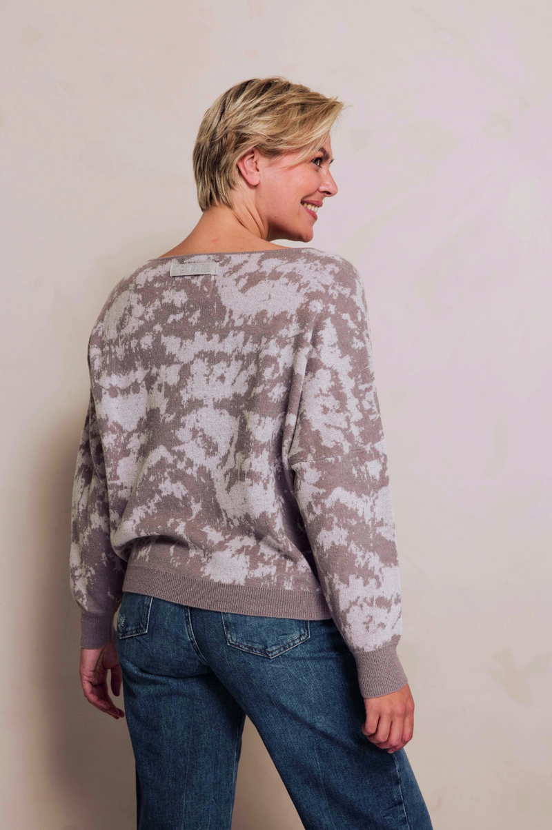 Camo Grey Boat Neck Sweater