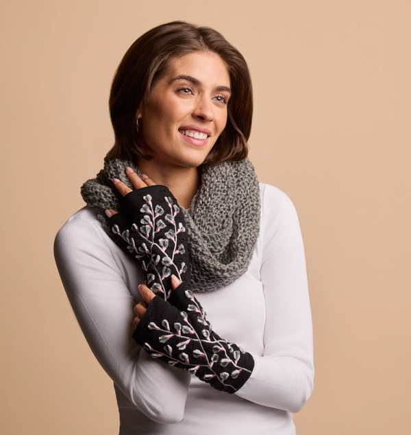 Azalea Noir Fingerless Fleece Gloves