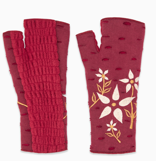 Viola Bordeaux Fingerless Fleece Gloves