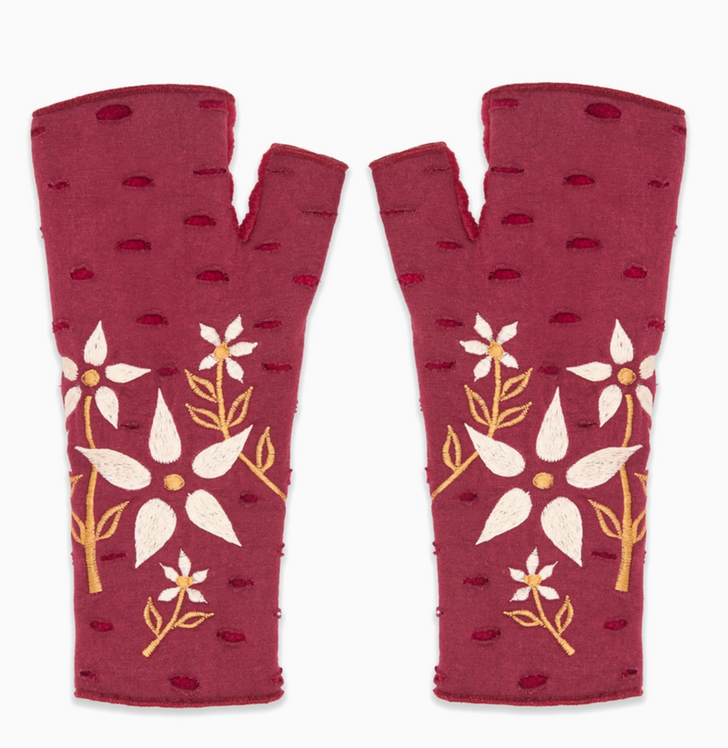 Viola Bordeaux Fingerless Fleece Gloves