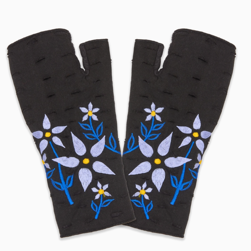 Viola Blue Fingerless Fleece Gloves