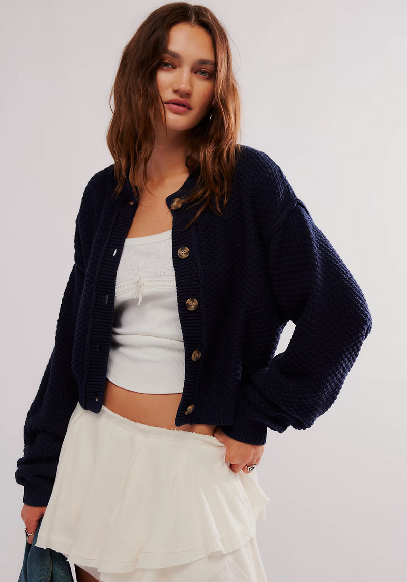 Navy Button Cardigan