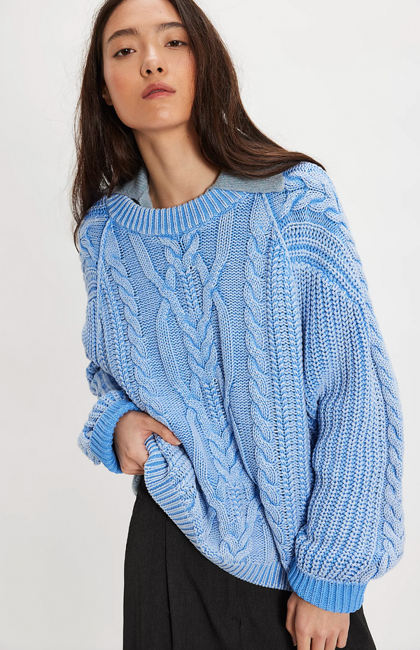 Blue Cable Knit Sweater