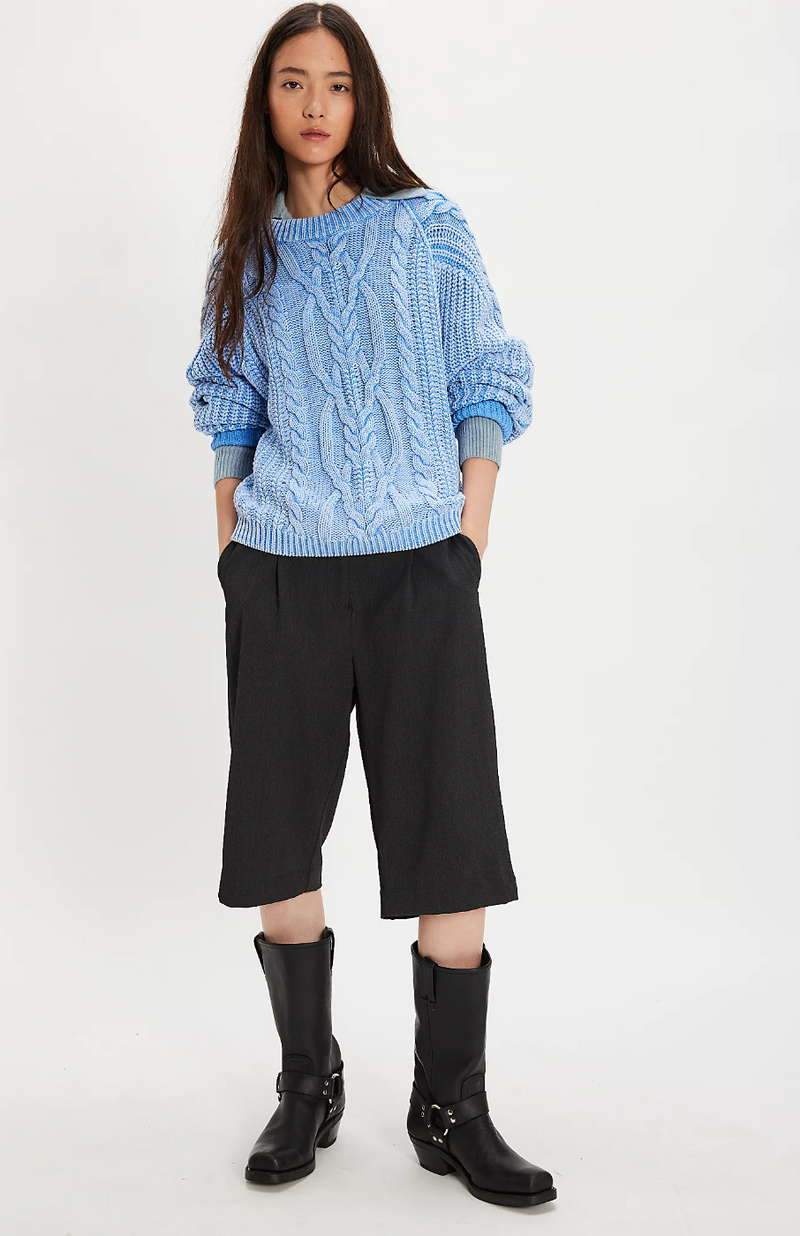 Blue Cable Knit Sweater