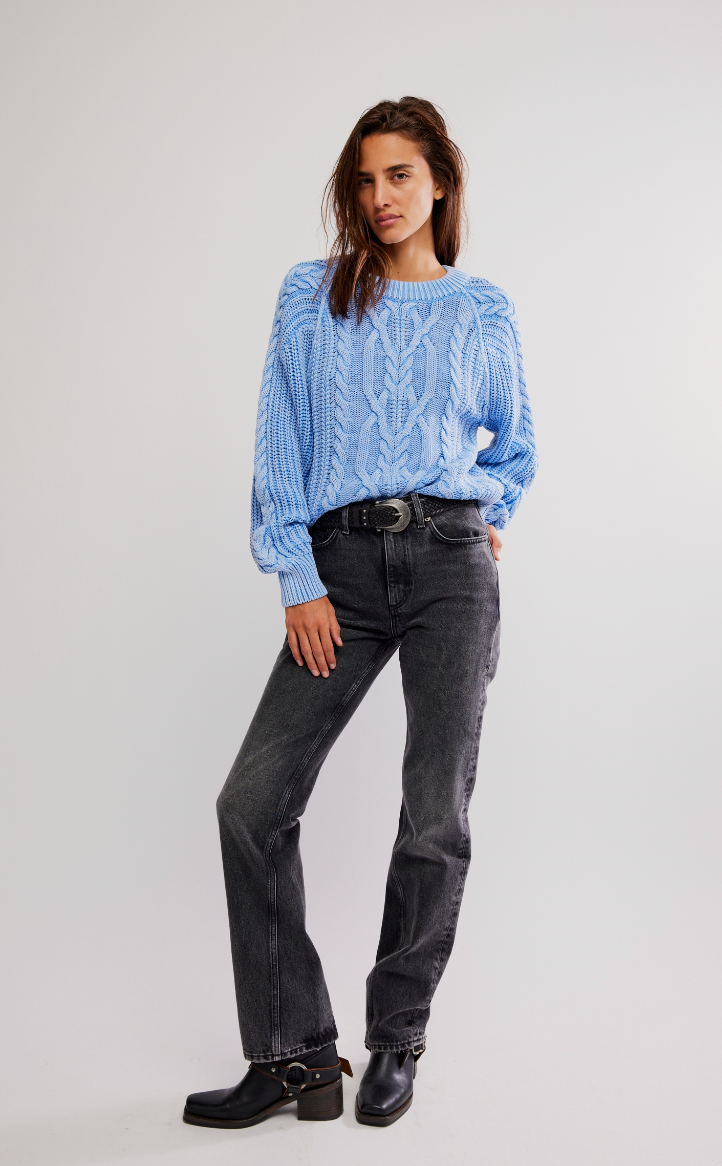 Blue Cable Knit Sweater